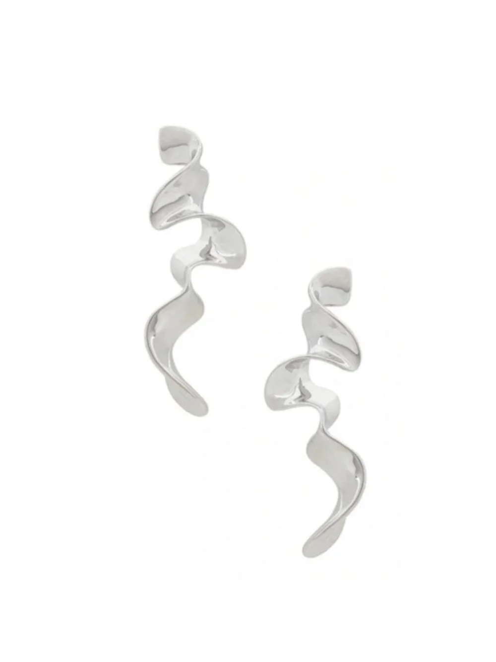 New! Silver Ribbon Earrings (1009) NWOT